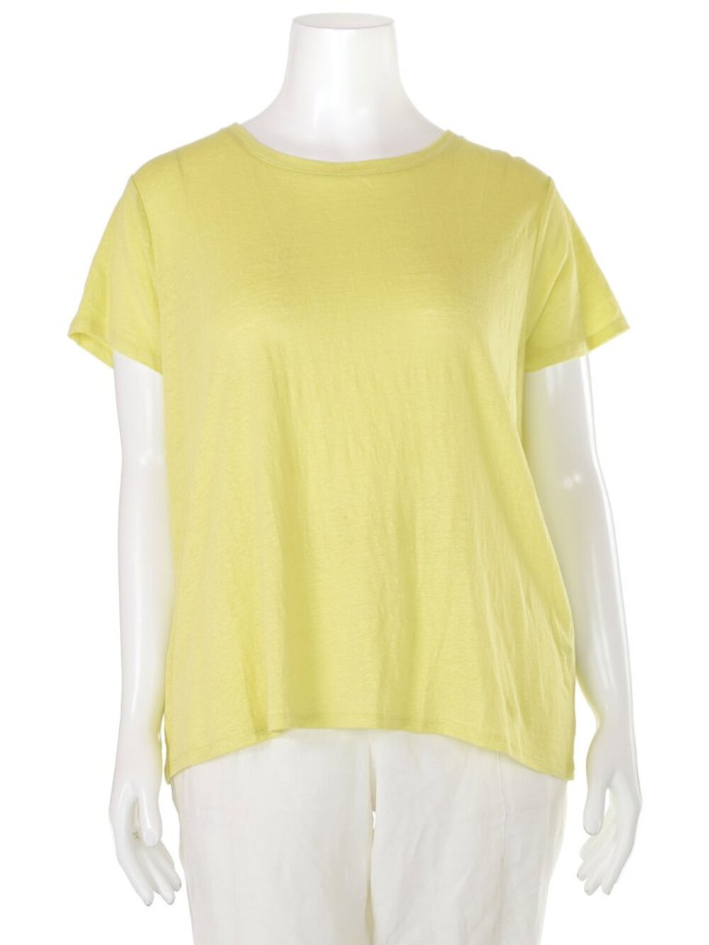 Eileen Fisher Yellow Stretch Cotton Jersey Knit Short Sleeve Top Women's sz XL